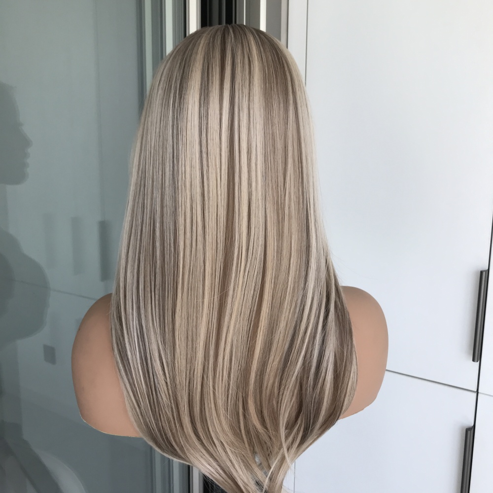 A14 by ASIOM Warm Blonde Highlight 13x4 HD Glueless Synthetic Lace Front Wig for Women Natural Straight 20" Heat Friendly Wig for Daily Use