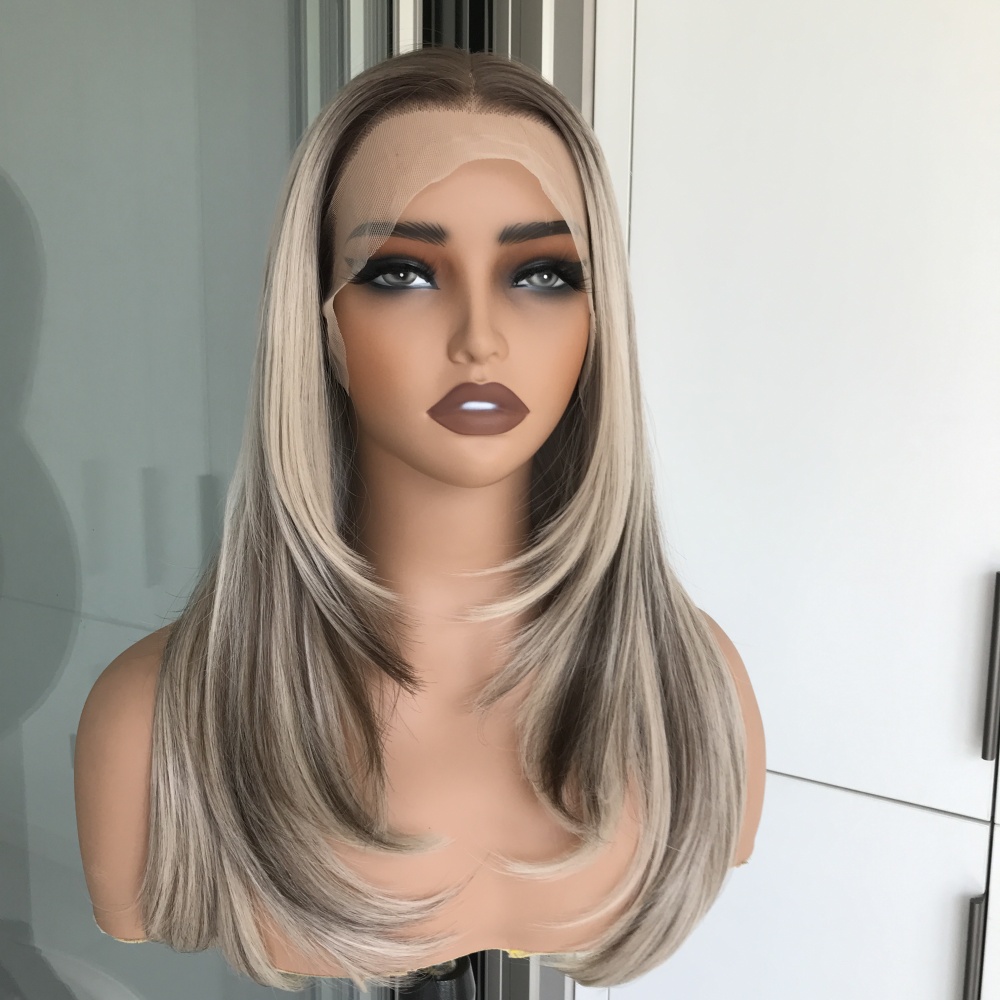 A24 by AISOM Highlight Ash Blonde Cool Toned Layered Lace Front Wig 13x4 HD Glueless Women's Wig Pre Plucked Free Part Shoulder Length