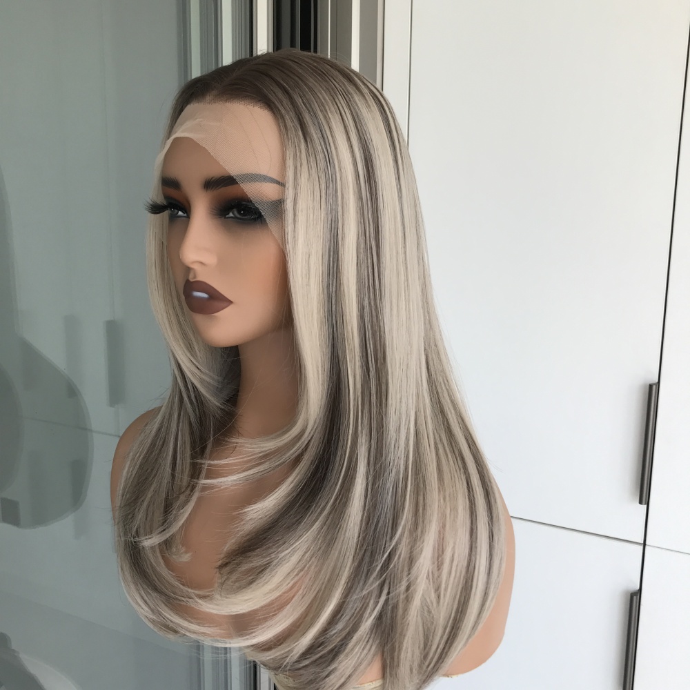 A24 by AISOM Highlight Ash Blonde Cool Toned Layered Lace Front Wig 13x4 HD Glueless Women's Wig Pre Plucked Free Part Shoulder Length