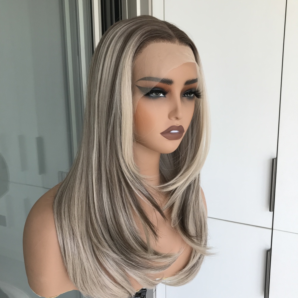 A24 by AISOM Highlight Ash Blonde Cool Toned Layered Lace Front Wig 13x4 HD Glueless Women's Wig Pre Plucked Free Part Shoulder Length