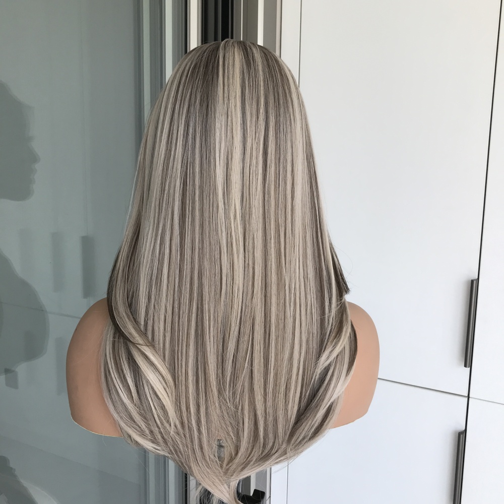 A24 by AISOM Highlight Ash Blonde Cool Toned Layered Lace Front Wig 13x4 HD Glueless Women's Wig Pre Plucked Free Part Shoulder Length