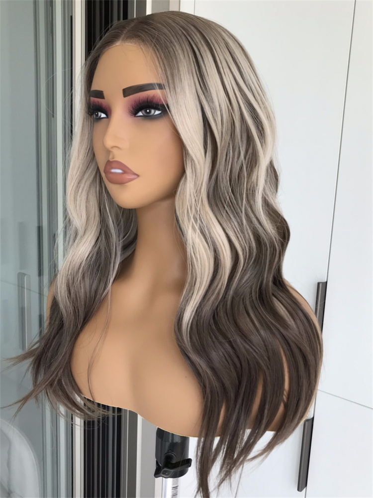 A26 by AISOM 20 inches Highlight Blonde with Brown Roots Wave Women Wig Pre Plucked Pre Cut Tiny Knots Wear Go Glueless Friendly for Beginner