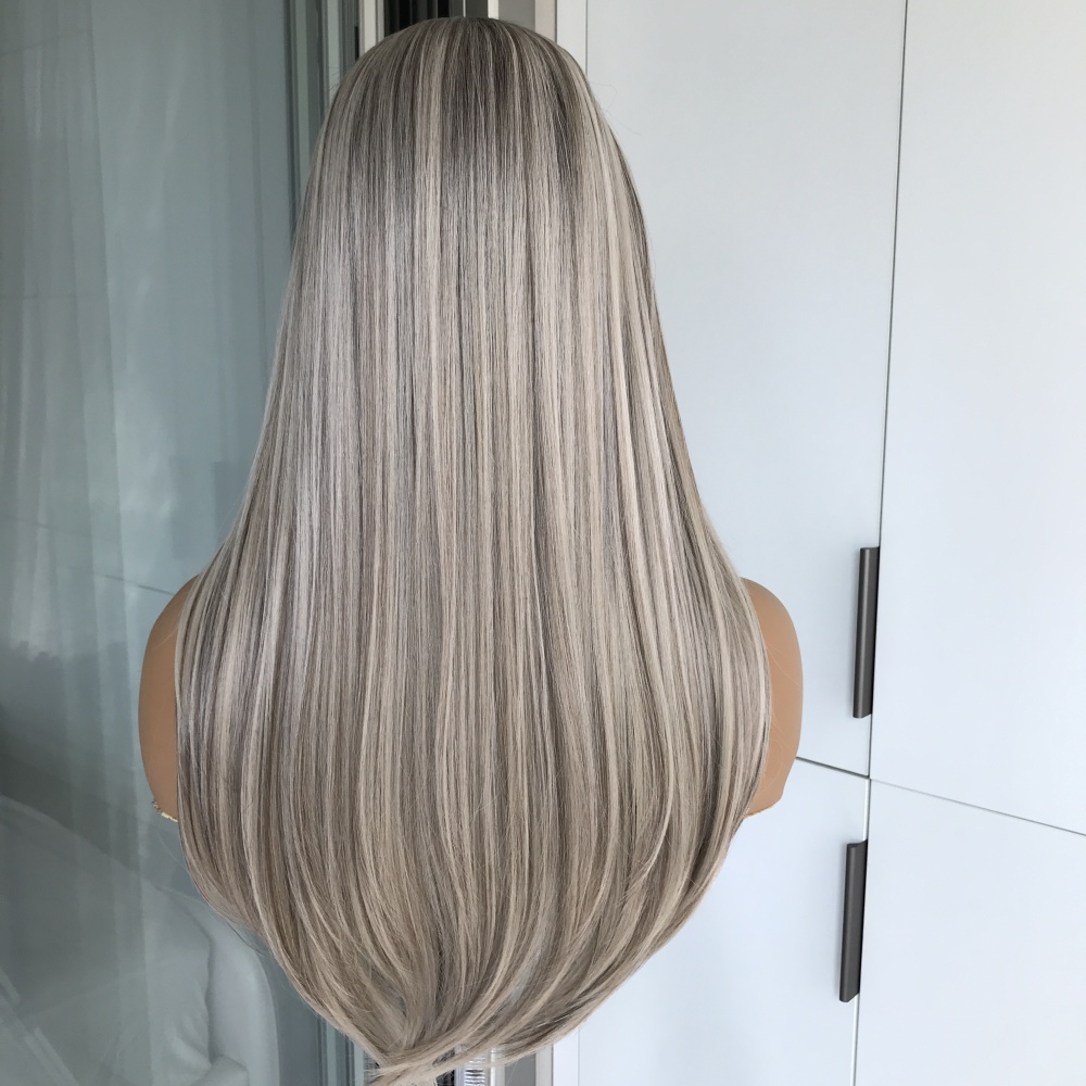 A30 by AISOM Pre Cut Highlight Ash Blonde Layered Wig Pre Plucked Ready to Wear Glueless Women's Wig Natural Looking Heat Friendly