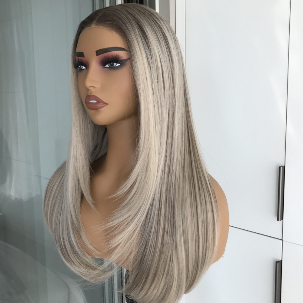 A30 by AISOM Pre Cut Highlight Ash Blonde Layered Wig Pre Plucked Ready to Wear Glueless Women's Wig Natural Looking Heat Friendly