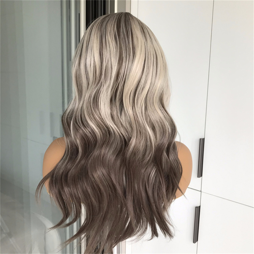 A26 by AISOM 20 inches Highlight Blonde with Brown Roots Wave Women Wig Pre Plucked Pre Cut Tiny Knots Wear Go Glueless Friendly for Beginner