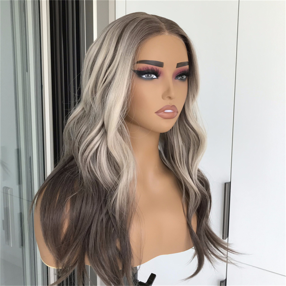 A26 by AISOM 20 inches Highlight Blonde with Brown Roots Wave Women Wig Pre Plucked Pre Cut Tiny Knots Wear Go Glueless Friendly for Beginner