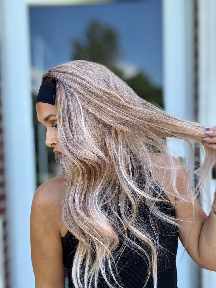 AISOM Beach Wave Headband Wig 18 Inches Apricrown Low Density for Summer| Sienna