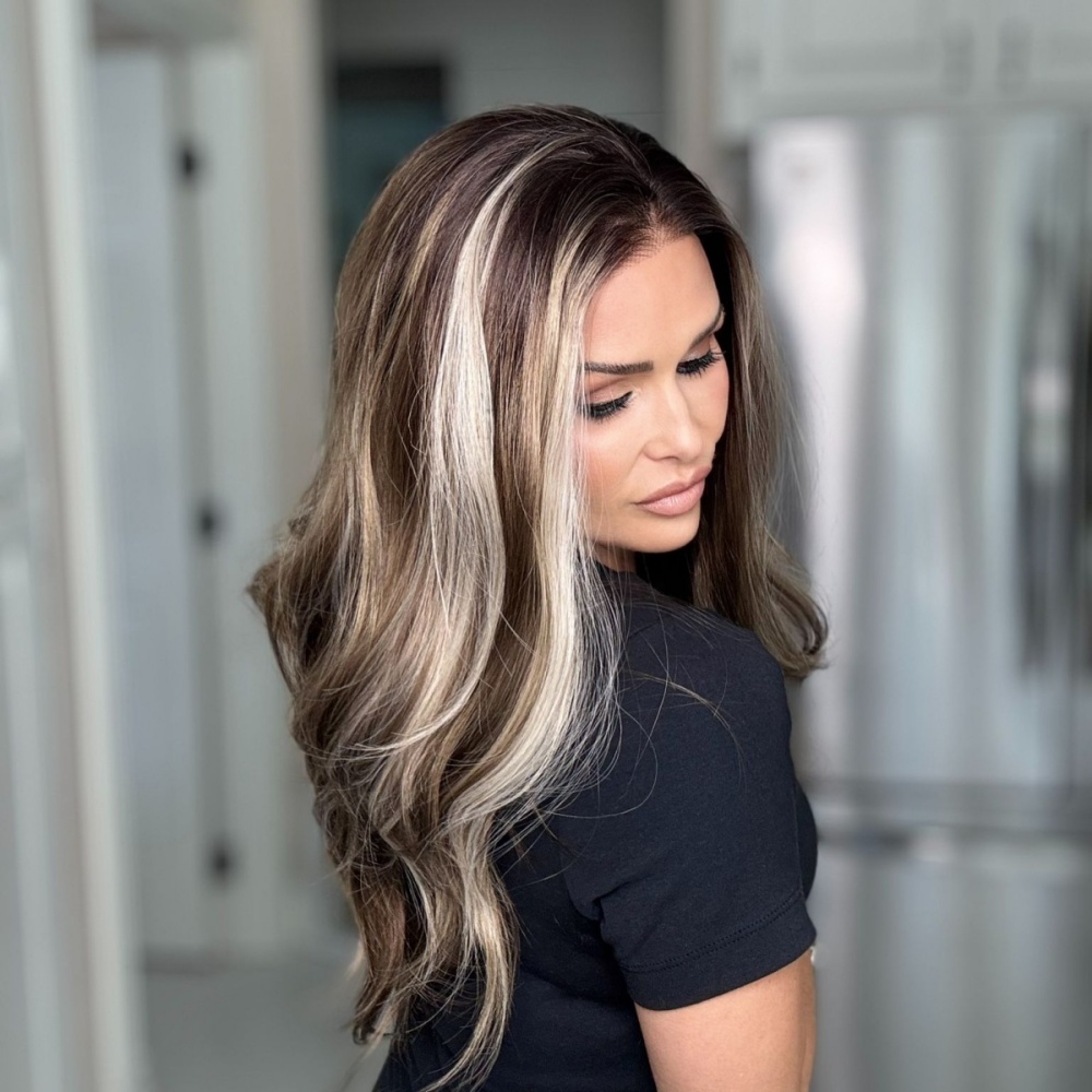 Celeste by AISOM Ash Brunette Blend 13x6 Free Part Lace Front Wig for Women Heat Friendly Synthetic Hair 22 Inches