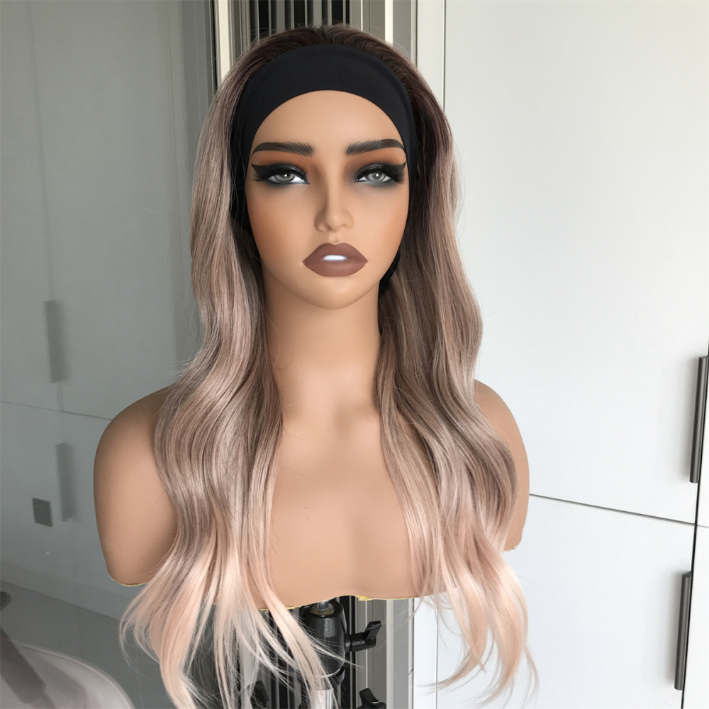 AISOM Beach Wave Headband Wig 18 Inches Apricrown Low Density for Summer| Sienna