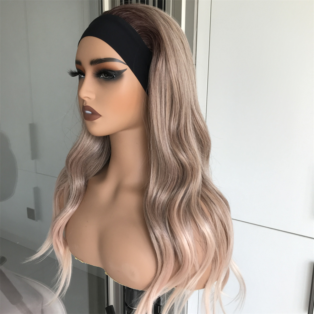 AISOM Beach Wave Headband Wig 18 Inches Apricrown Low Density for Summer| Sienna