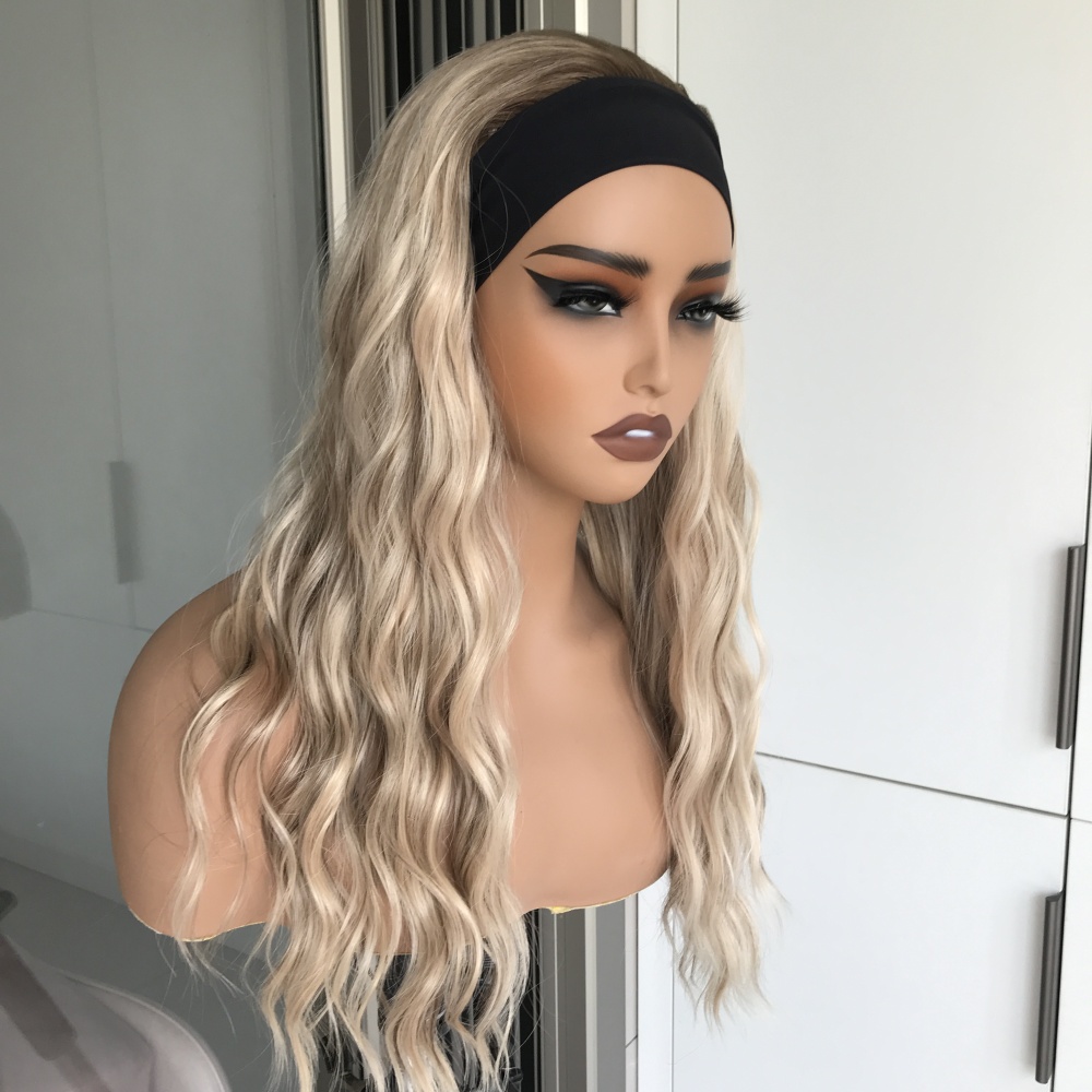 Maya by AISOM Water Wave Highlight Blonde Headband Wig for Women Heat Friendly Synthetic Wig 18 Inches Low Density Wear Go Wig