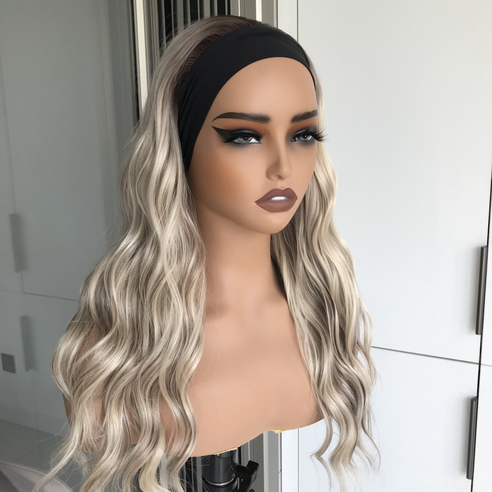 Maya by AISOM Water Wave Highlight Blonde Headband Wig for Women Heat Friendly Synthetic Wig 18 Inches Low Density Wear Go Wig