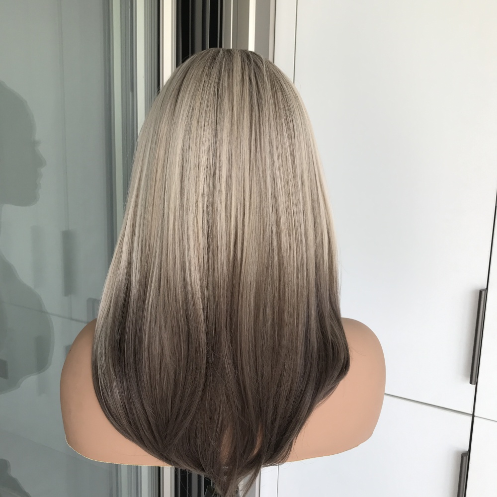 AISOM-LENA Iced Blonde Layered Straight Headband Wig 16 inches Synthetic Wig for Women Low Density Friendly for Beginner