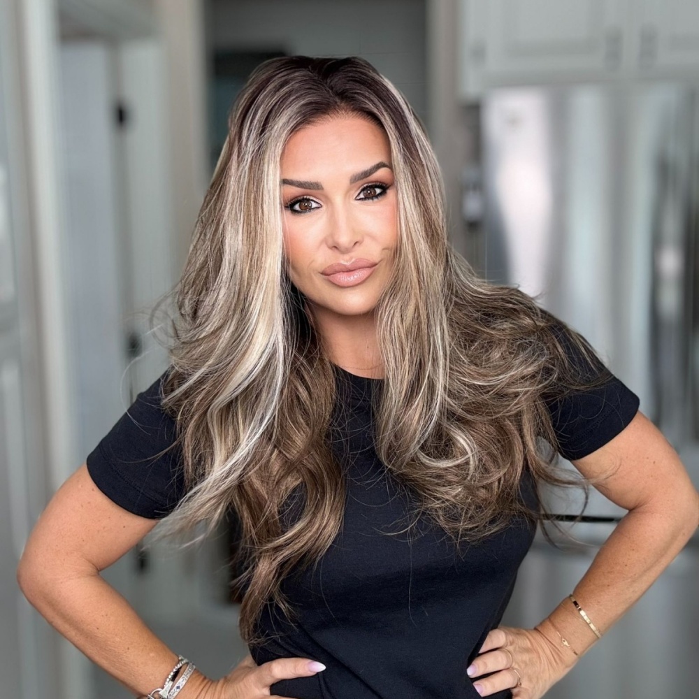 Celeste by AISOM Ash Brunette Blend 13x6 Free Part Lace Front Wig for Women Heat Friendly Synthetic Hair 22 Inches