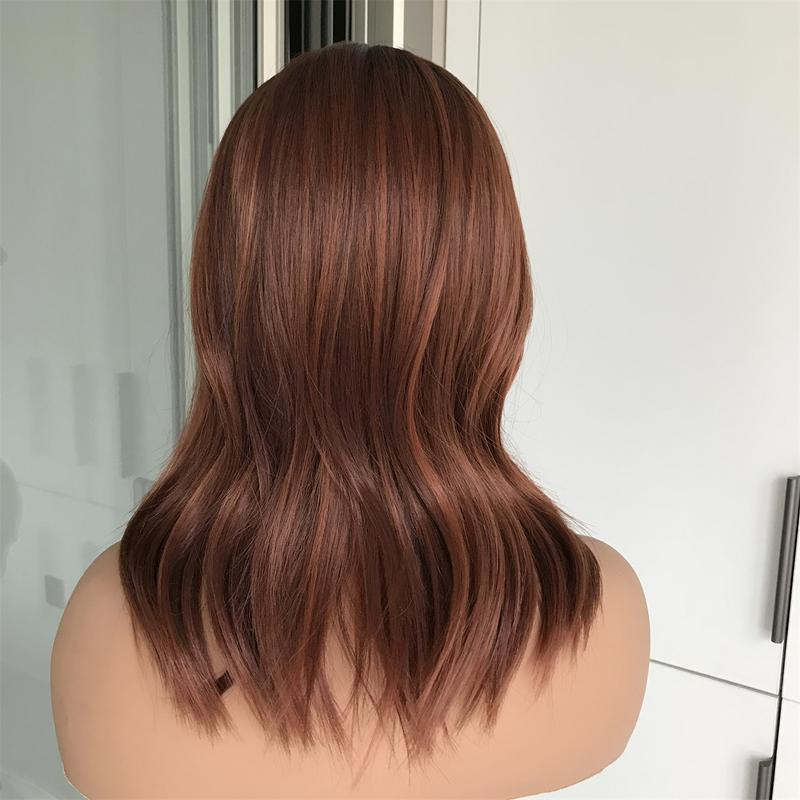Delyn by AISOM Copper Blend Natural Wave 13x4"Free Part Lace Front Wig for Women Heat Friendly Synthetic Hair Wig with Scandinavian Hairline