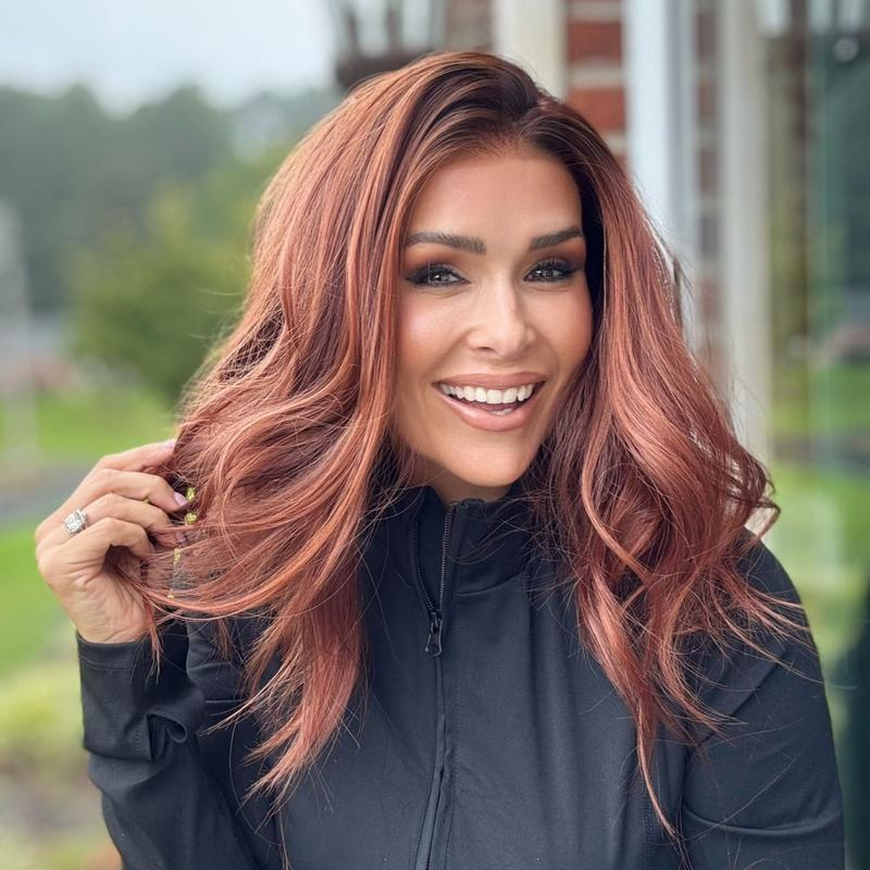 Delyn by AISOM Copper Blend Natural Wave 13x4"Free Part Lace Front Wig for Women Heat Friendly Synthetic Hair Wig with Scandinavian Hairline