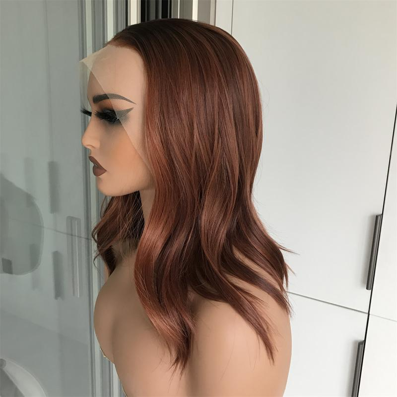 Delyn by AISOM Copper Blend Natural Wave 13x4"Free Part Lace Front Wig for Women Heat Friendly Synthetic Hair Wig with Scandinavian Hairline