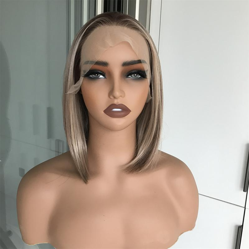 Caris by AISOM Short Bob Cut Free Part Lace Front Wig with Scandinavian Hairline Very Low Density 12 Inches Heat Friendly Synthetic Wig