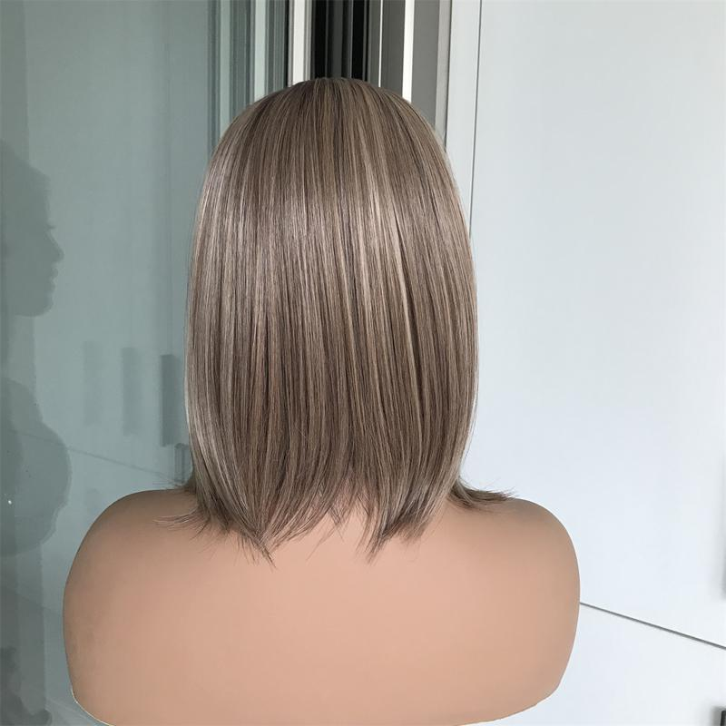 Caris by AISOM Short Bob Cut Free Part Lace Front Wig with Scandinavian Hairline Very Low Density 12 Inches Heat Friendly Synthetic Wig
