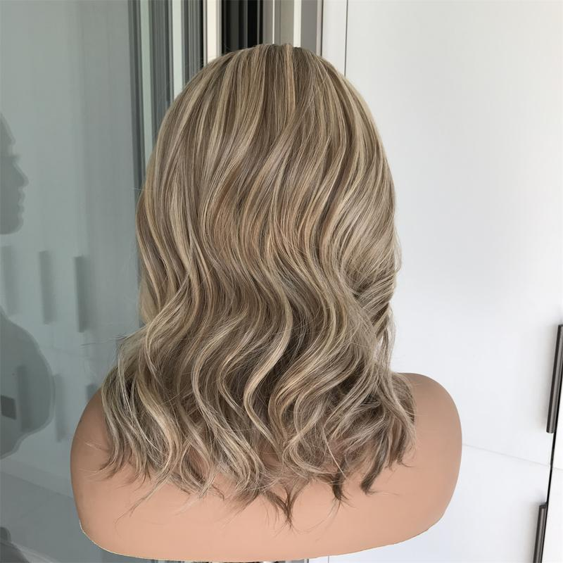 Nora by AISOM Champagne Blonde Wave 13x4 Free Part Lace Front Wig with Scandinavian Hairline 14 Inch Heat Friendly Daily Use