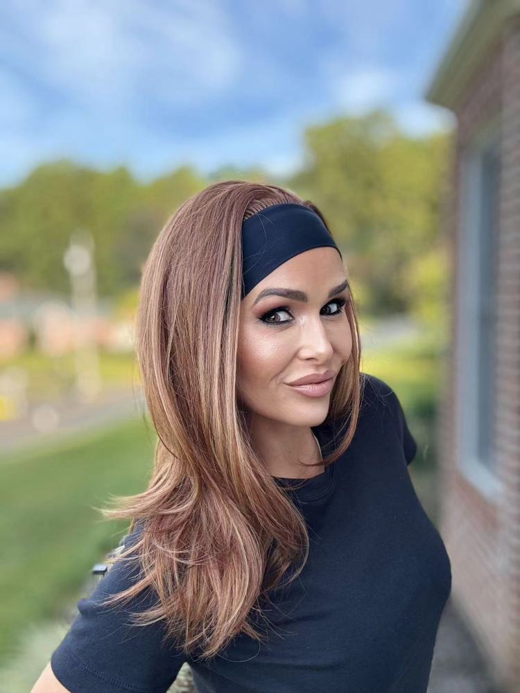 AISOM Layered Straight Headband Wig 16 Inches Caramel Ash Color Low Density| Lena
