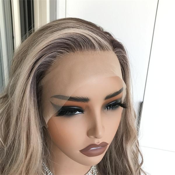 AISOM Mila Sugar Maple Water Wave Free Part Synthetic Lace Front Wig with Scandinavian Hairline Glueless Wig 16 Inches