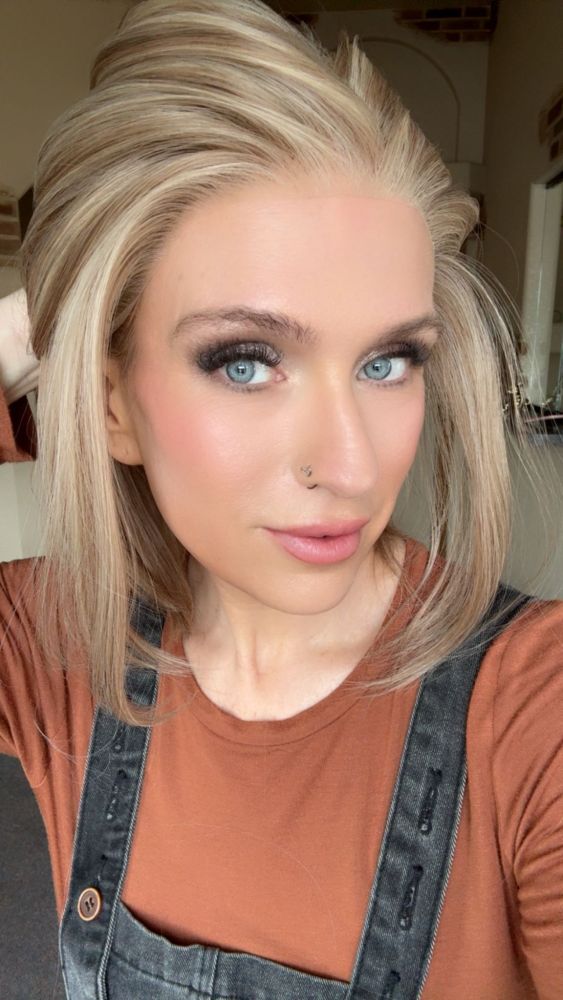 Caris by AISOM Short Bob Cut Free Part Lace Front Wig with Scandinavian Hairline Very Low Density 12 Inches Heat Friendly Synthetic Wig