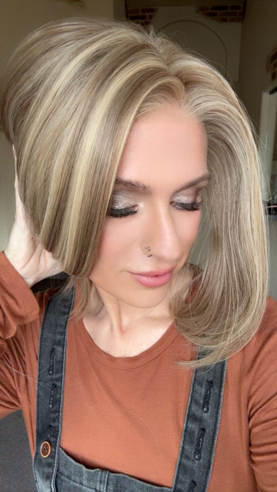 Caris by AISOM Short Bob Cut Free Part Lace Front Wig with Scandinavian Hairline Very Low Density 12 Inches Heat Friendly Synthetic Wig