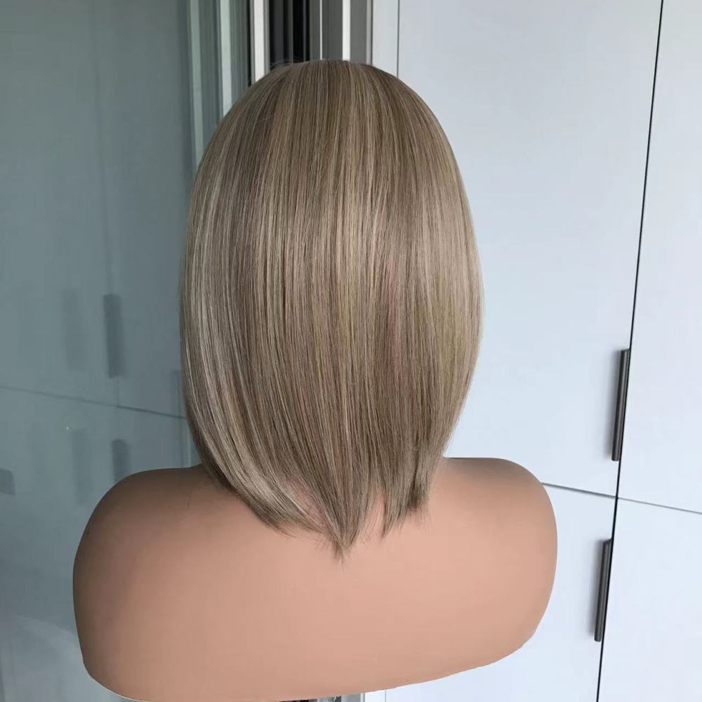 Caris by AISOM Short Bob Cut Free Part Lace Front Wig with Scandinavian Hairline Very Low Density 12 Inches Heat Friendly Synthetic Wig