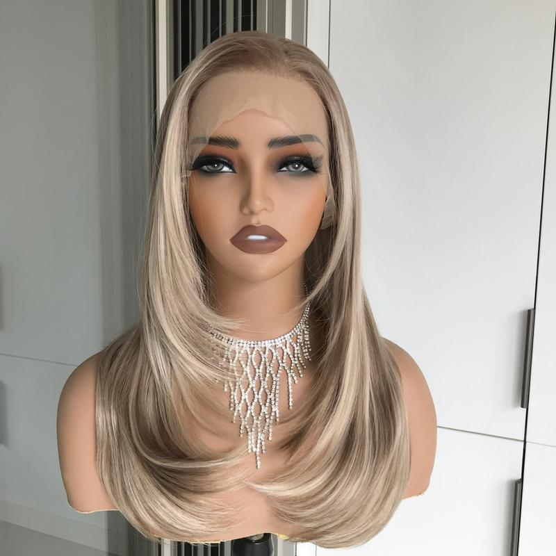 A20 by AISOM Highlight Honey Blonde Layered Women's Wig 20 inches Free Part Pre Plucked Hairline Lace Front Wig Natural Looking