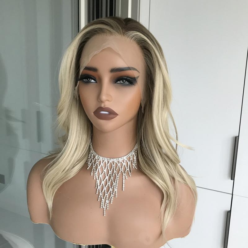 AISOM Naomi Wheat Blonde Soft Wave 13x4 Free Part Lace Front Wig with Scandinavian Hairline Synthetic Wigs 14" for Women Low Density 120% Daily Use