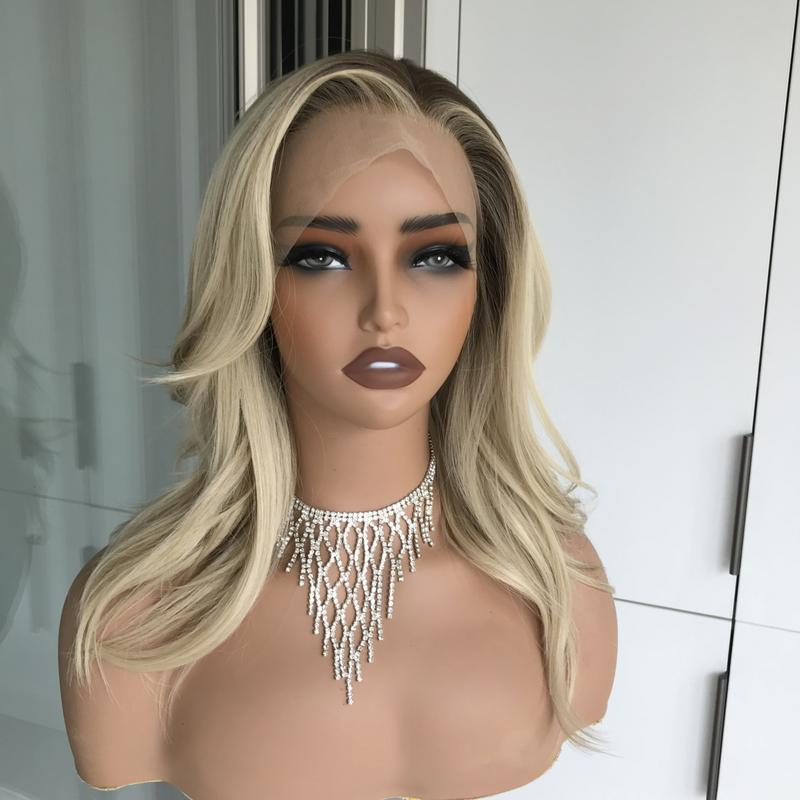 AISOM Naomi Wheat Blonde Soft Wave 13x4 Free Part Lace Front Wig with Scandinavian Hairline Synthetic Wigs 14" for Women Low Density 120% Daily Use