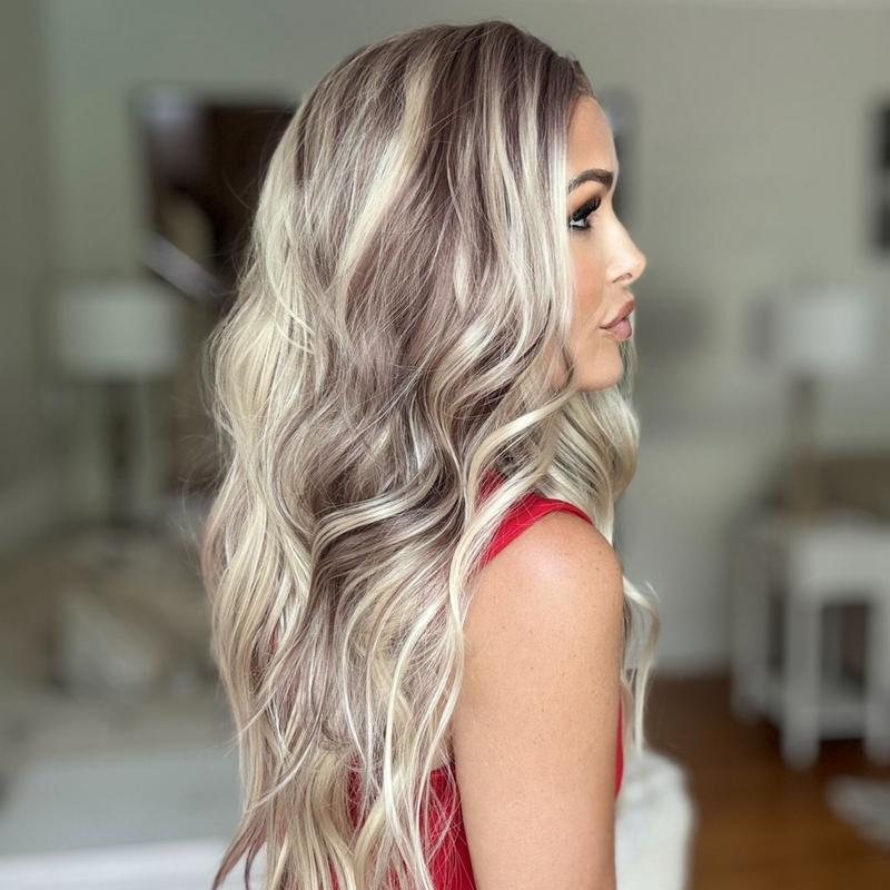 A37 by AISOM 13*4 Free Part Synthetic Lace Front Wave Wig 22 inches Bright Blonde mix Brown Pre Plucked HD Lace Heat Friendly Fiber Women's Wig