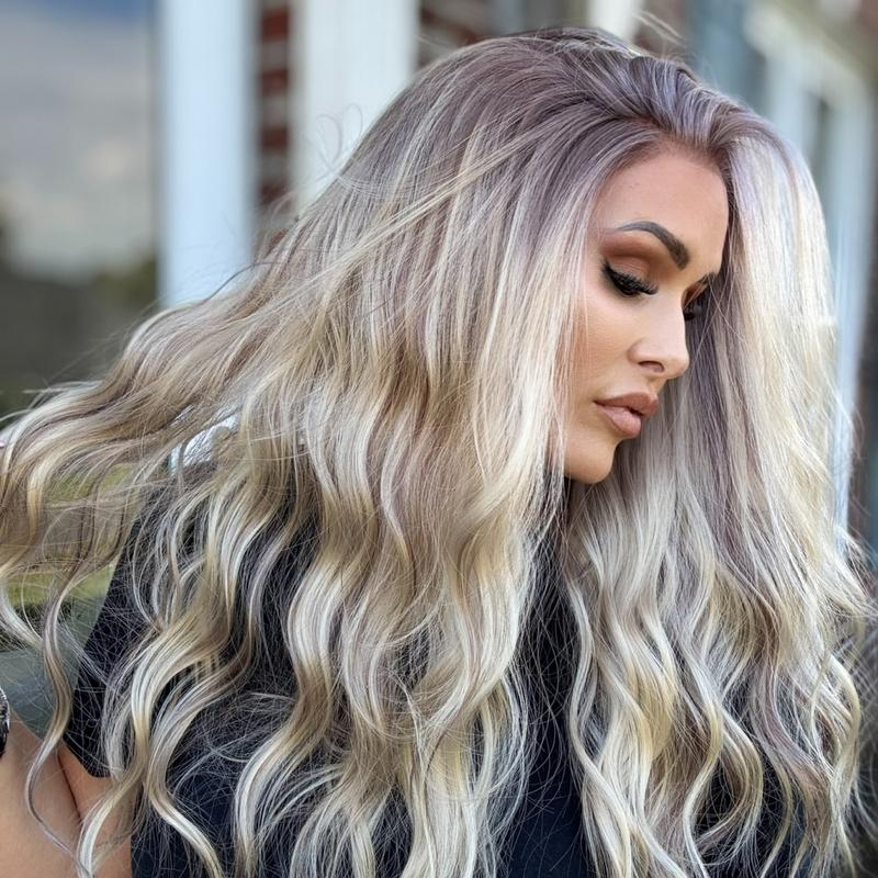 A36 by AISOM 13x4 Free Part Lace Front Wig Blonde Highlight Pre Plucked Curly Wave 20 inches Synthetic Lace Wig for Women Heat Friendly Fiber Daily Party