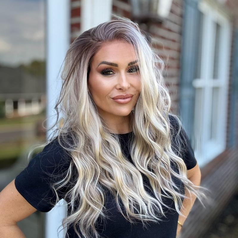A36 by AISOM 13x4 Free Part Lace Front Wig Blonde Highlight Pre Plucked Curly Wave 20 inches Synthetic Lace Wig for Women Heat Friendly Fiber Daily Party