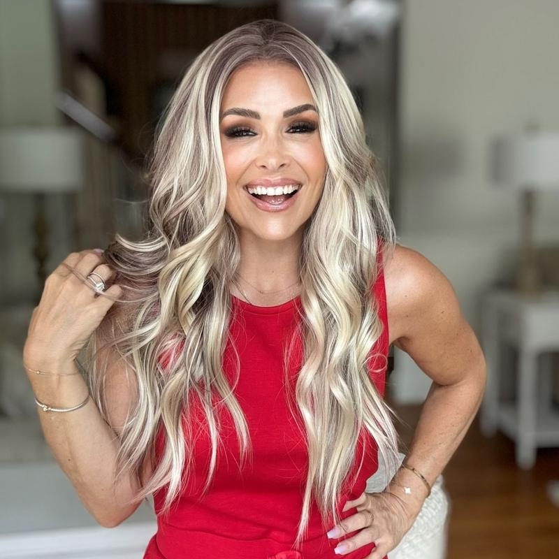 A37 by AISOM 13*4 Free Part Synthetic Lace Front Wave Wig 22 inches Bright Blonde mix Brown Pre Plucked HD Lace Heat Friendly Fiber Women's Wig