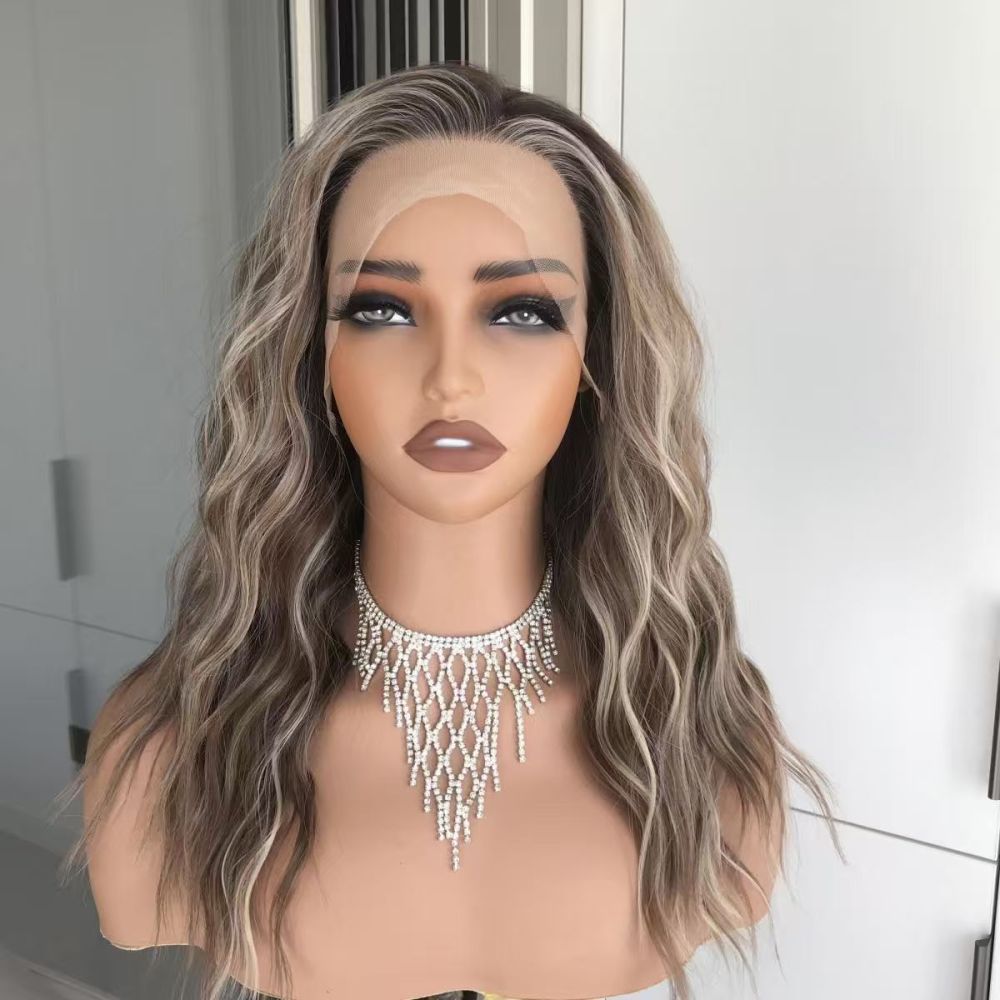 AISOM Mila Hazelnut Water Wave Free Part Lace Front Wig with Scandinavian Hairline 16 Inch Heat Friendly Synthetic Lace Wig for Womem Low Density Daily Use