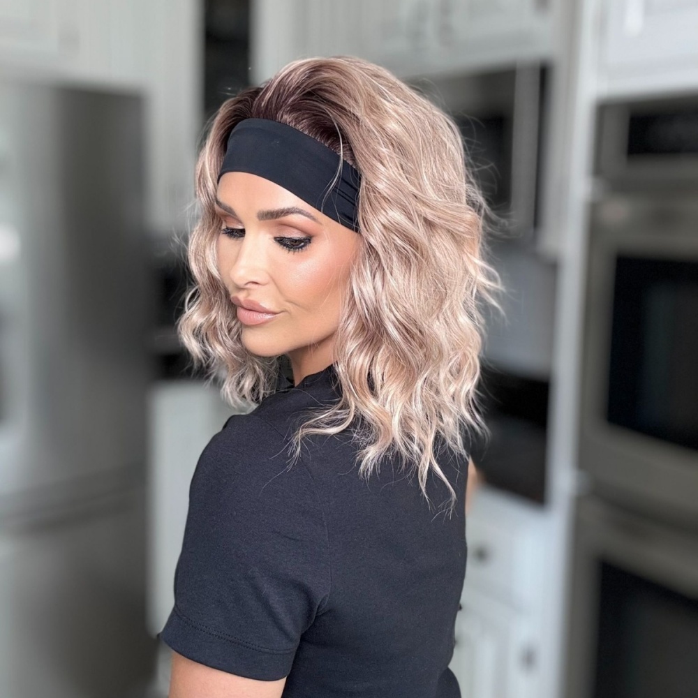 Harper by AISOM Short Water Wave Apricrown Headband Wig 12 Inches Easy to Wear Friendl for Beginner Synthetic Hair Low Density