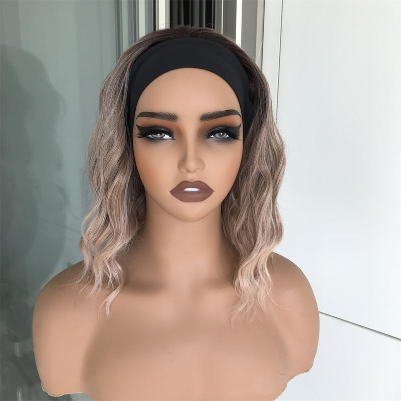 Harper by AISOM Short Water Wave Apricrown Headband Wig 12 Inches Easy to Wear Friendl for Beginner Synthetic Hair Low Density