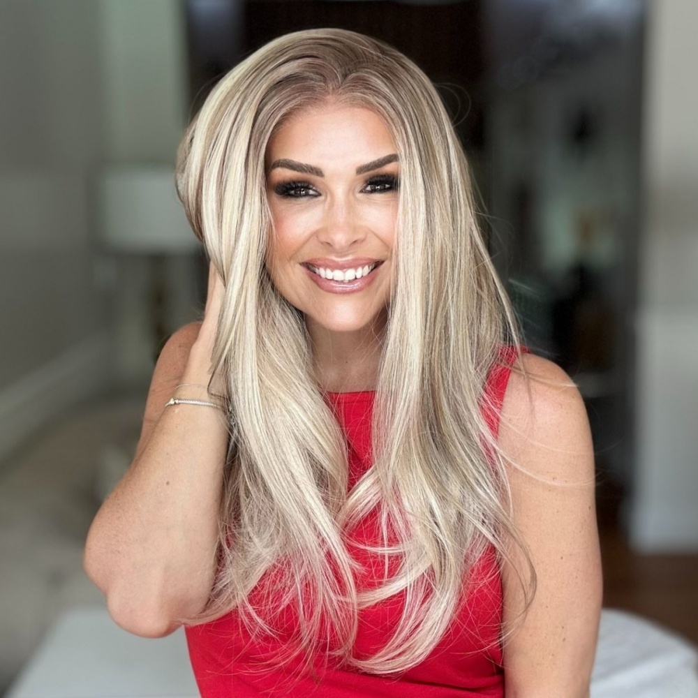 A14 by ASIOM Warm Blonde Highlight 13x4 HD Glueless Synthetic Lace Front Wig for Women Natural Straight 20" Heat Friendly Wig for Daily Use