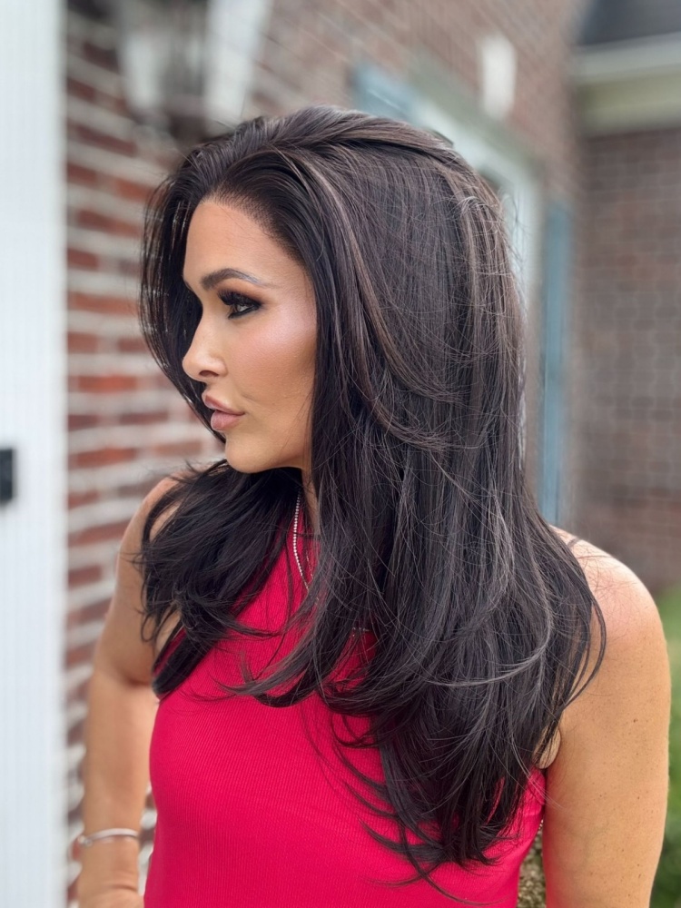 A78 by AISOM Wolf Cut Straight 20 Inches 13x6 Free Part Synthetic Lace Front Wig for Women Natural Black Glueless Wig Daily Use