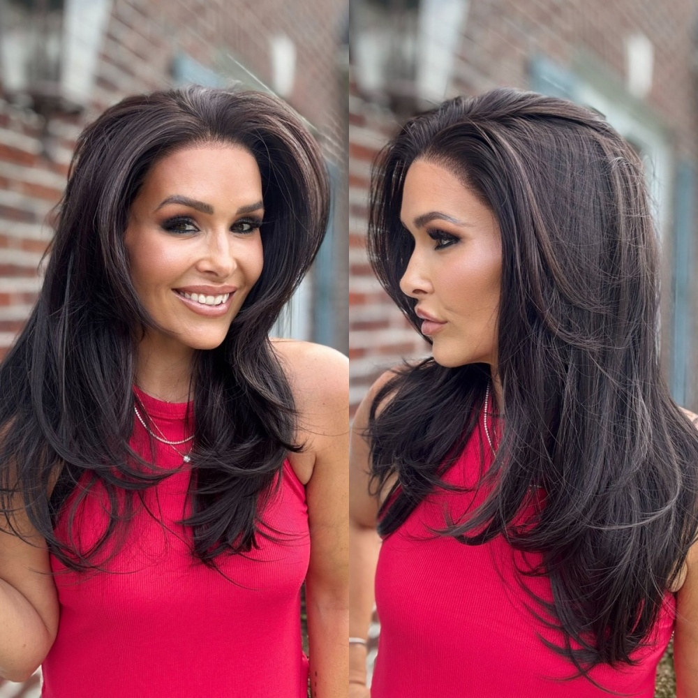 A78 by AISOM Wolf Cut Straight 20 Inches 13x6 Free Part Synthetic Lace Front Wig for Women Natural Black Glueless Wig Daily Use
