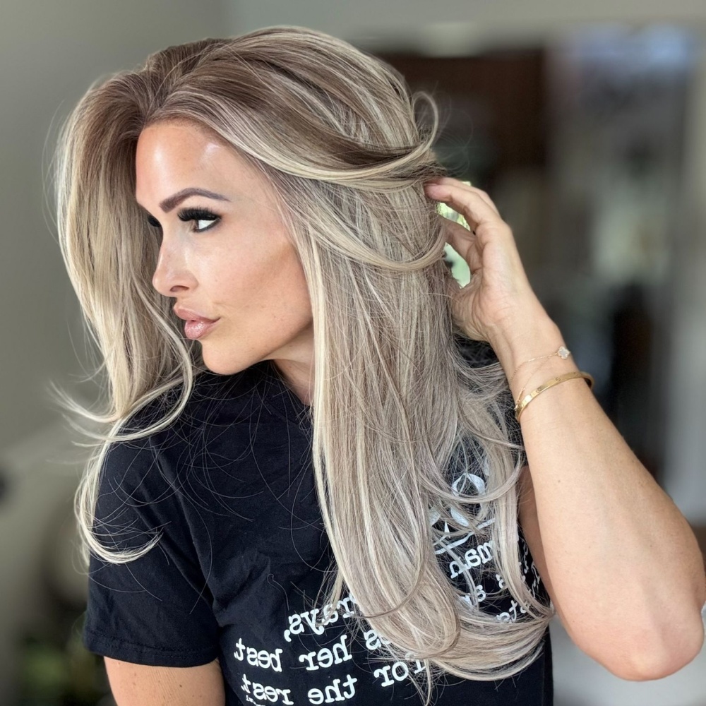 A24 by AISOM Highlight Ash Blonde Cool Toned Layered Lace Front Wig 13x4 HD Glueless Women's Wig Pre Plucked Free Part Shoulder Length