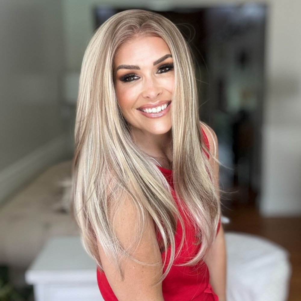 A14 by ASIOM Warm Blonde Highlight 13x4 HD Glueless Synthetic Lace Front Wig for Women Natural Straight 20" Heat Friendly Wig for Daily Use