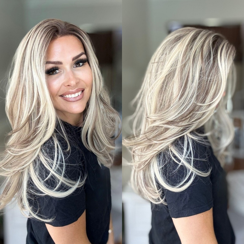 A24 by AISOM Highlight Ash Blonde Cool Toned Layered Lace Front Wig 13x4 HD Glueless Women's Wig Pre Plucked Free Part Shoulder Length