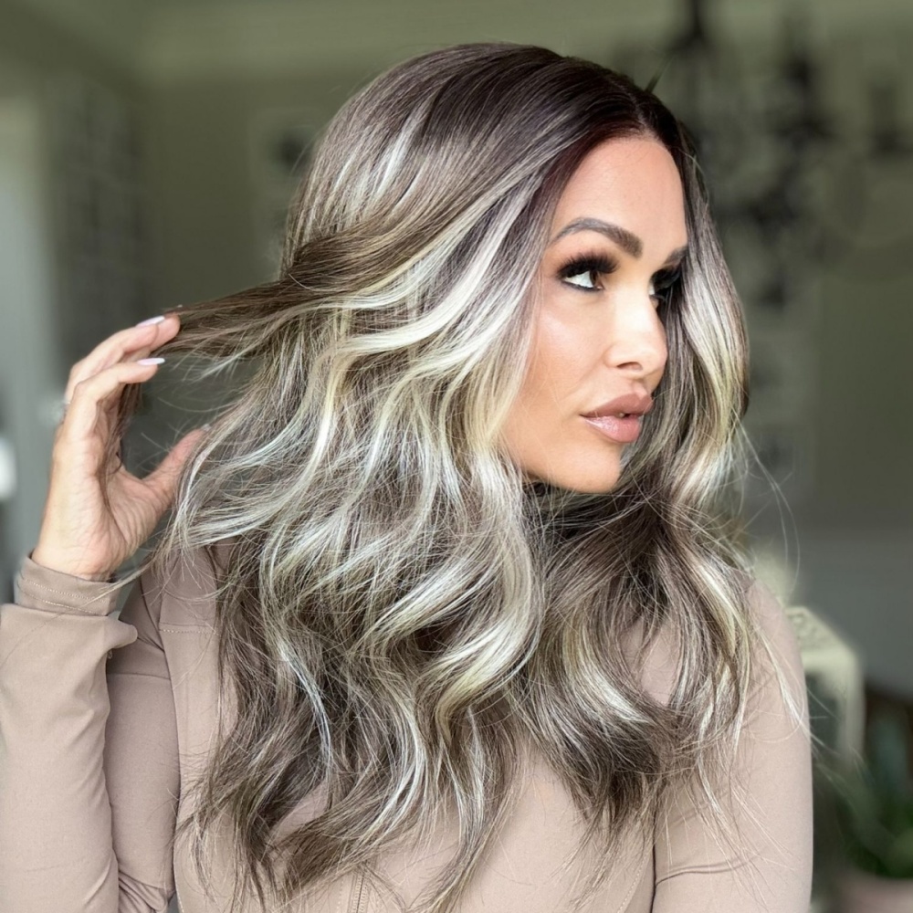 A64 by AISOM Pre Cut Brunette Blonde Highlights Body Wave 18 inches T Part Wear and Go Glueless Wig Heat Friendly Synthetic Lace Front Wig for Daily Part Use