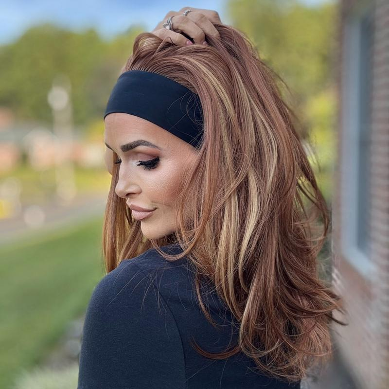 AISOM Layered Straight Headband Wig 16 Inches Caramel Ash Color Low Density| Lena