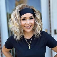 Harper by AISOM Short Water Wave Warm Vanilla Blonde  Headband Wig 12 Inches Easy to Wear Friendl for Beginner Synthetic Hair Low Density
