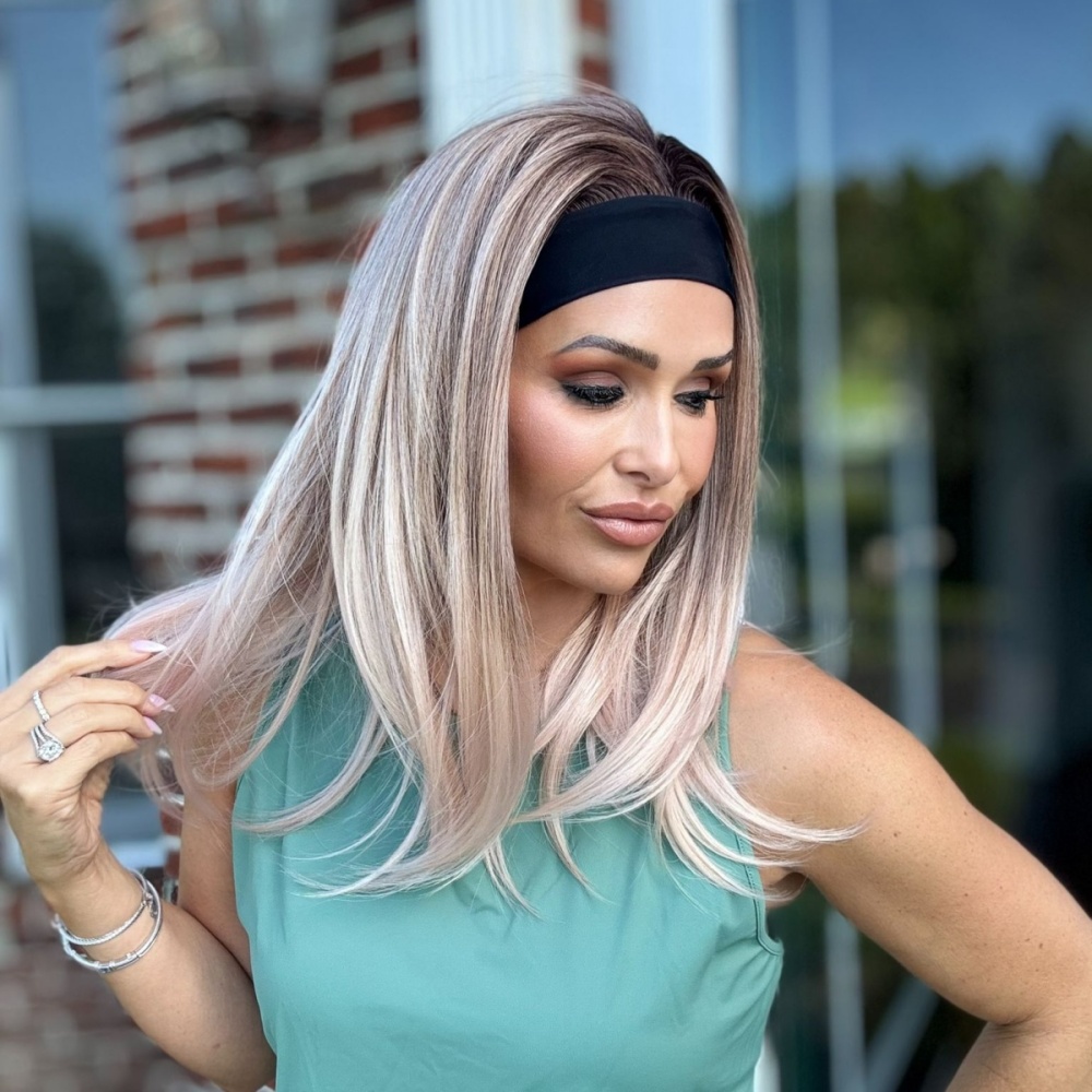AISOM Layered Straight Headband Wig 16 Inches Apricrown  Ash Color Low Density| Lena