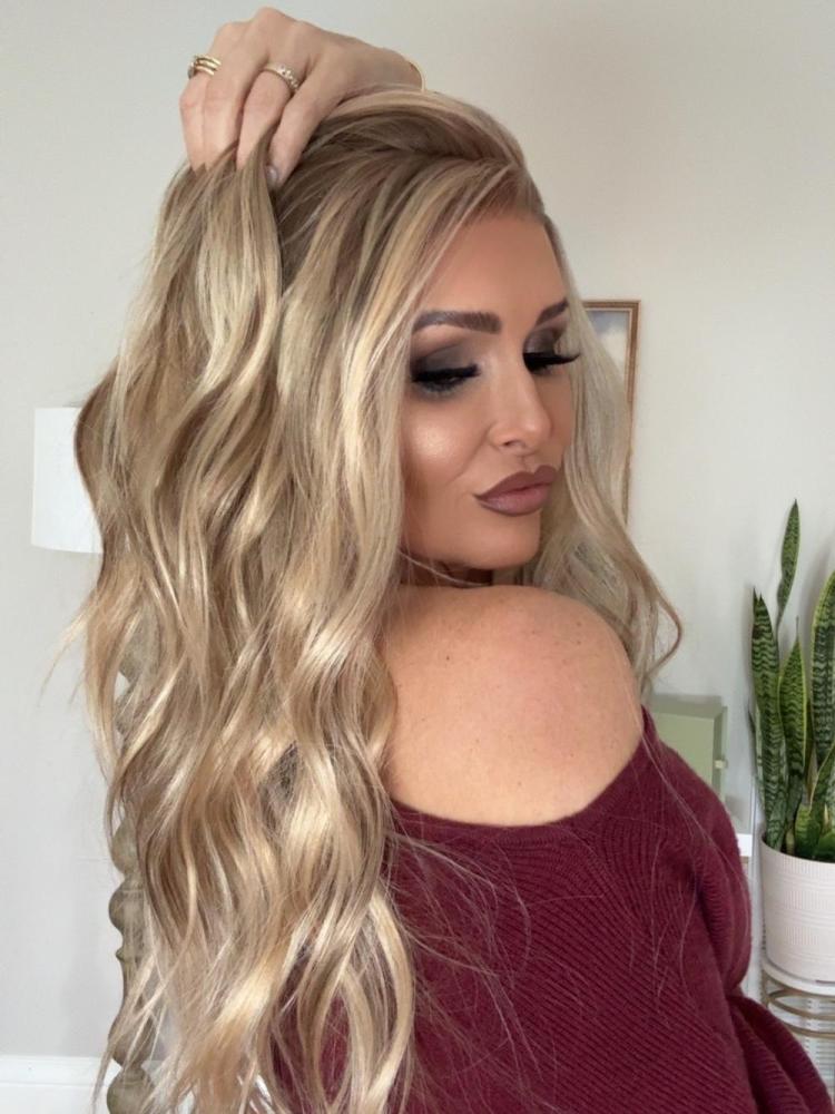 AISOM Selina Warm Blonde Long Wave Free Part Lace Front Wig 20" Heat Friendly Synthetic Wig Low Density Glueless Daily Use